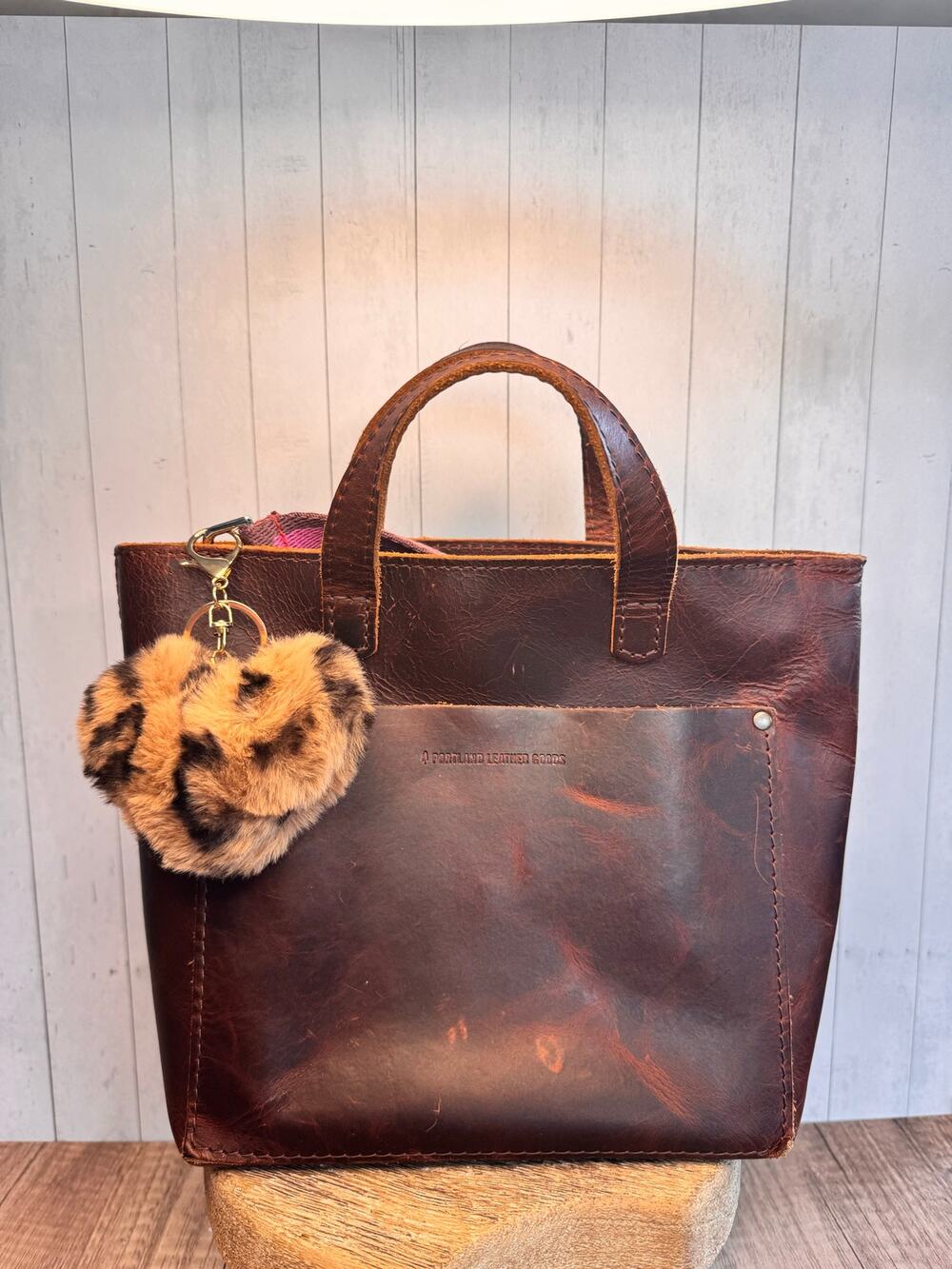 Brown Cheetah Print Brown Fuzzy Heart Animal Print Bag Charm Purse Charm NEW!
